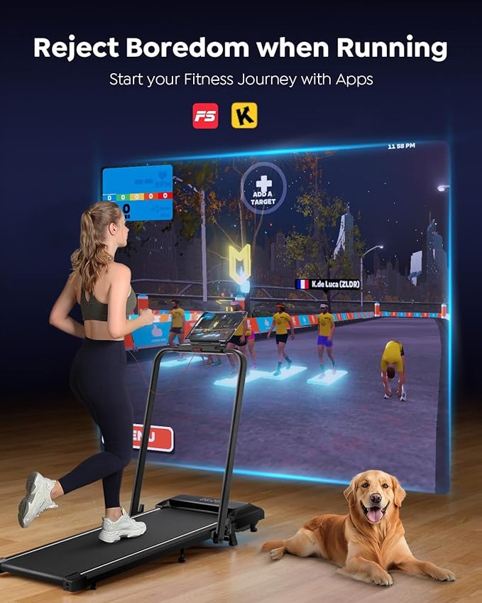 Walking Pad Treadmill with Incline, 2 in 1 Foldable Treadmills for Home Small Office, 300lbs Portable Compact Under Desk Treadmill with App, Remote Control and LED Display