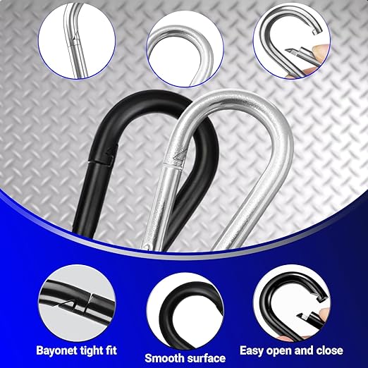 200 PCS M5 Carabiners, 3/16Inch Galvanized Steel Black Quick Link Small Carabiner Clips, 2'' Spring Carabiner Link Buckle for Fishing Camping Hammock Dog Leashes-220LBS Holding Capacity