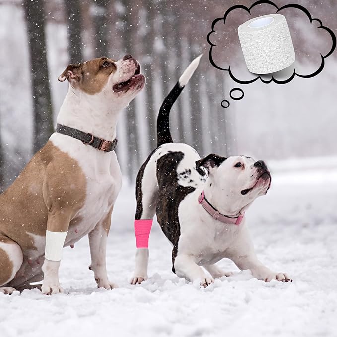 8 Pack 2 in x 5 Yards Self Adhesive Bandage Wrap Elastic Cohesive Self Adherent Bandage Self Stick Vet Tape for Athletic, Wrist, Ankle, Knees, Pets (White)