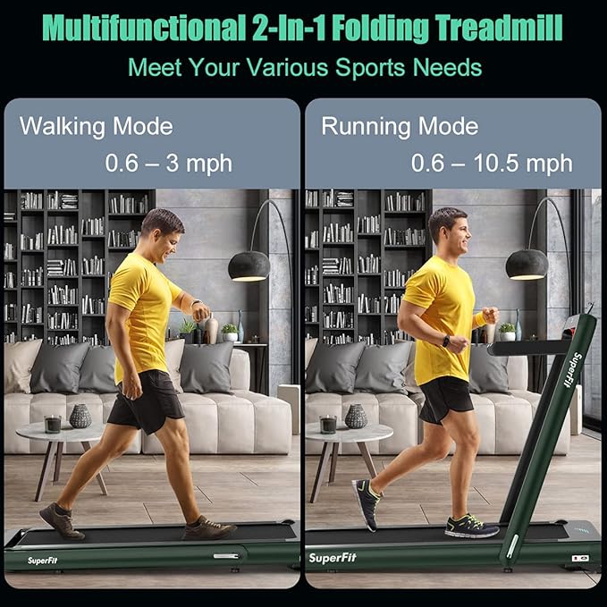 GYMAX Walking Pad, 4.75HP Under Desk Treadmill with LED Touch Screen, App Control, Built-in Speaker & Handle, 2 in 1 Folding Compact Portable Treadmill for Home Small Space