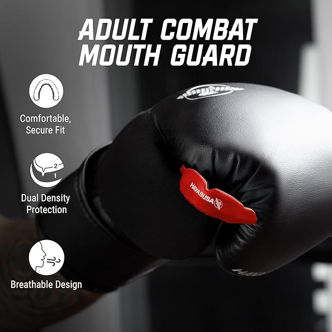 Hayabusa Combat Sports Mouth Guard Youth, Kids and Adult Sizes Comes with Case - Red/Black, Adult