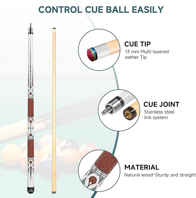 HomeSeason Pool Cue Stick 57" Billiard Cue Sticks Professional Low Deflection Pool Sticks