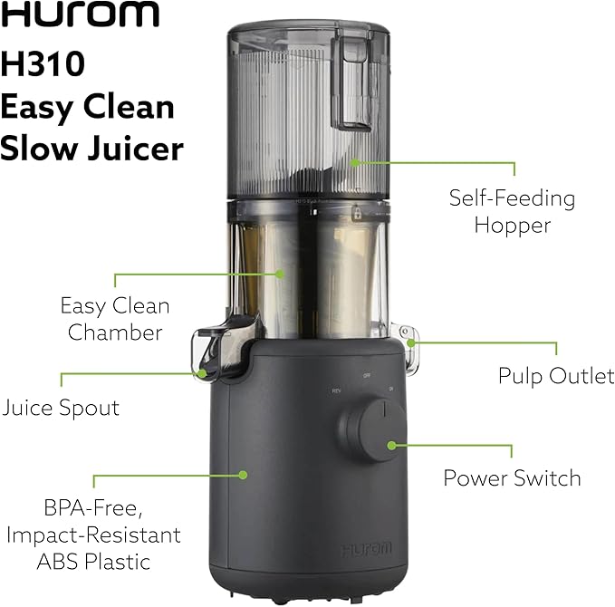 Hurom H310 Easy Clean Slow Juicer, Lavender | Compact | Quiet Motor | Hopper Fits Whole Produce | Scrub Free | Easy Assembly | Cold Press Masticating Juicer