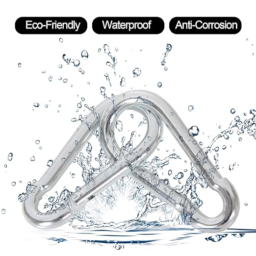 60 Pack M8 x 3-1/8inch Spring Snap Hooks Heavy Duty Carabiner Clips Galvanized Steel Quick Link Clip for Camping Hiking Traveling Outdoor Swing Gym, 500Lbs Capacity1