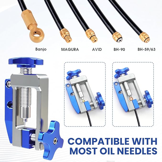 2-in-1 Bike Hydraulic Brake Tool, Hydraulic Hose Cutter & Fitting Insert Tool with Brass Olives, Brake Lines Tubing Entry Device