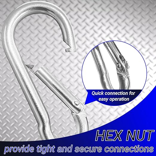 50 Pack Sliver Carabiner Clips, 2.36 Inch Heavy Duty Spring Snap Hooks - Small Locking Carabiners for Camping, Hiking, Hammocks, Swing Sets, Keychains, Fishing & Outdoor Gear