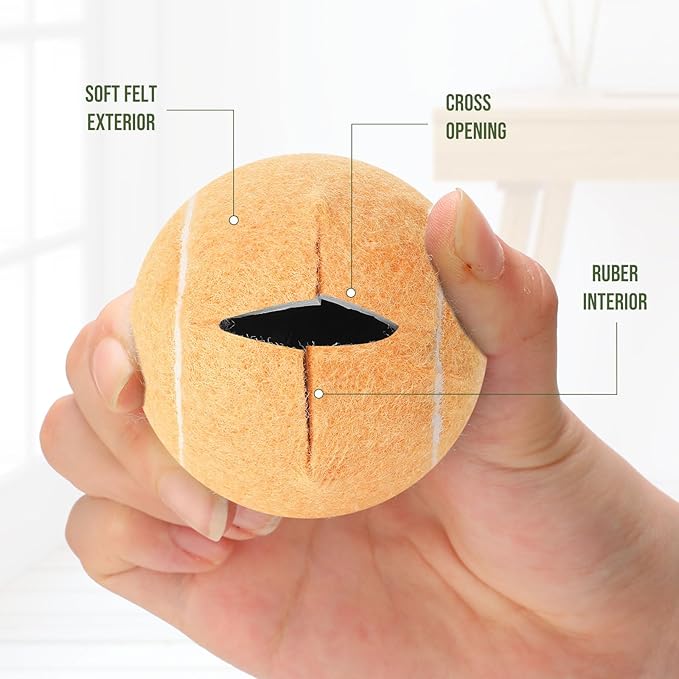 24 Pcs Precut Tennis Balls for Furniture Legs and Floor Protection Chairs Desks Furniture Tennis Balls for Chairs Feet Long Lasting Foot Covers(Beige)