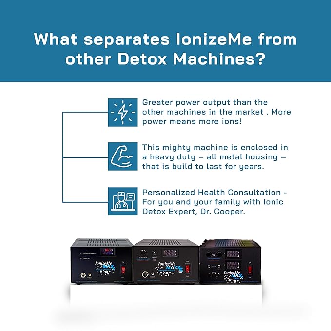 HEALTHandMED IonizeMe Maxx-Powerful 20 Volts, 2.5 Amperes Heavy Duty Ionic Foot Bath Detox Machine (Starter Package) with 5 Year Warranty and Detox Expert Phone Consultation | Made in USA