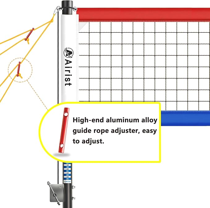 Heavy Duty Volleyball Net Outdoor with Steel Anti-Sag System, Adjustable Aluminum Poles, Professional Volleyball Nets Set for Backyard and Beach, Volleyball and Carrying Bag