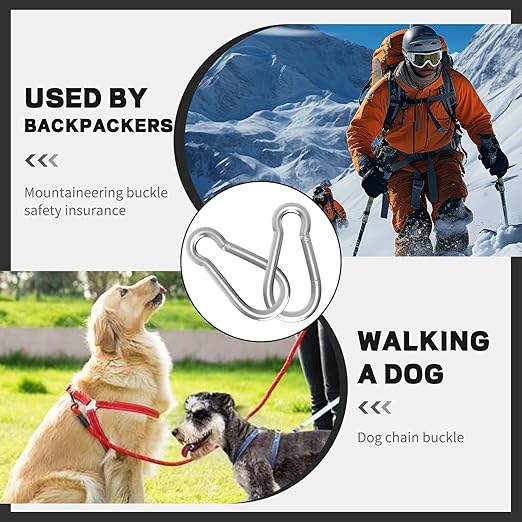 20PCS M10 Spring Snap Hook Carabiner, Heavy Duty 4'' Galvanized Steel Carabiner Clip, 770LBS Holding Capacity Spring Clips for Hammock Swing Outdoor Travel