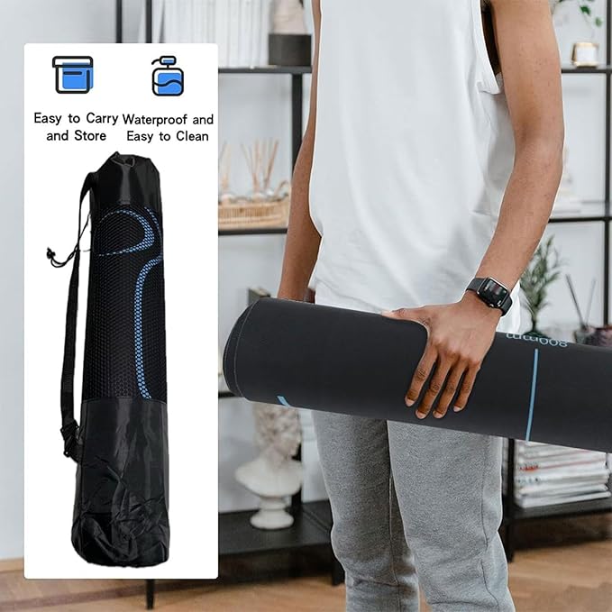 Non-Slip Workout Mat for Ab Roller Wheel, Exercise Mat with Storage Bag, 7mm Extra Thick Exercise Equipment Yoga Floor Mats Home & Gym Sound Insulation Protection Pads