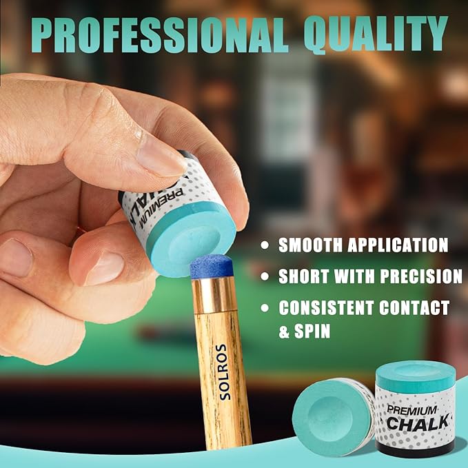 3 Pcs Pool Chalk Billiards Cue Stick Premium Chalk Pure Cube Round Chalk Table Accessories High Performance Low Deflection for Professional Tournament Snooker Blue - SOLROS