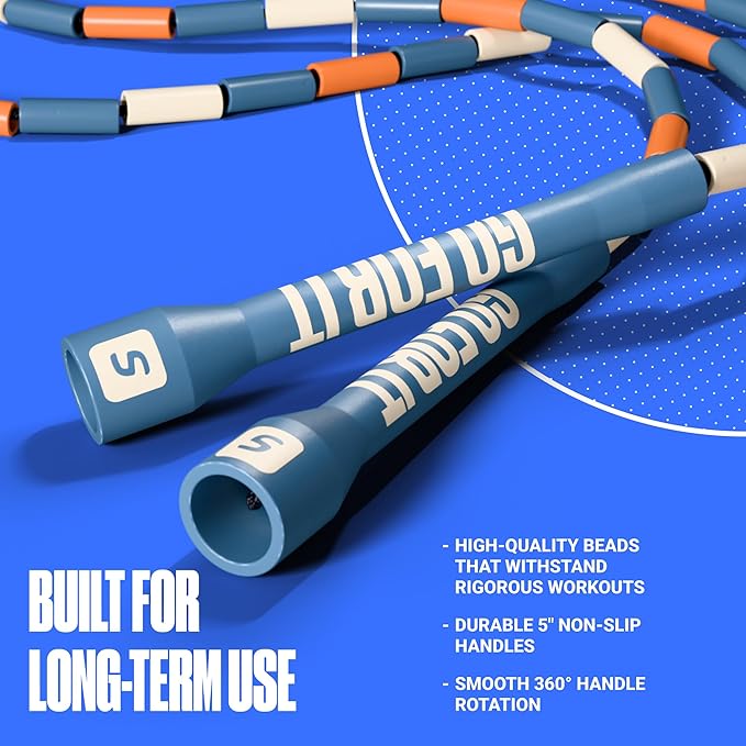 Sportbit Elite Beaded Jump Rope - Adjustable Speed Rope for Fitness, CrossFit, Boxing - Tangle-Free, Lightweight