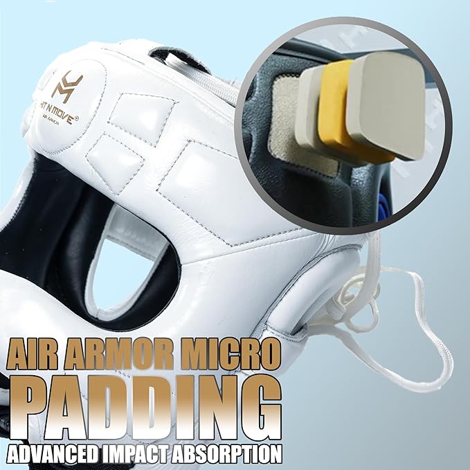 HIT N MOVE® Air Armor Face Saver Boxing Headgear, Lightweight Protective Gear for MMA, Kickboxing, Martial Arts, Training & Sparring and Combat Sports
