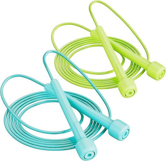 2 Pack Jump Rope for Fitness, Speed Rope Skipping Rope for Men, Kids and Women, Jumping Rope for Workout, Tangle-Free PVC Long Jump Rope Set, Adjustable Exercise Jumping Rope Boxing for Adult