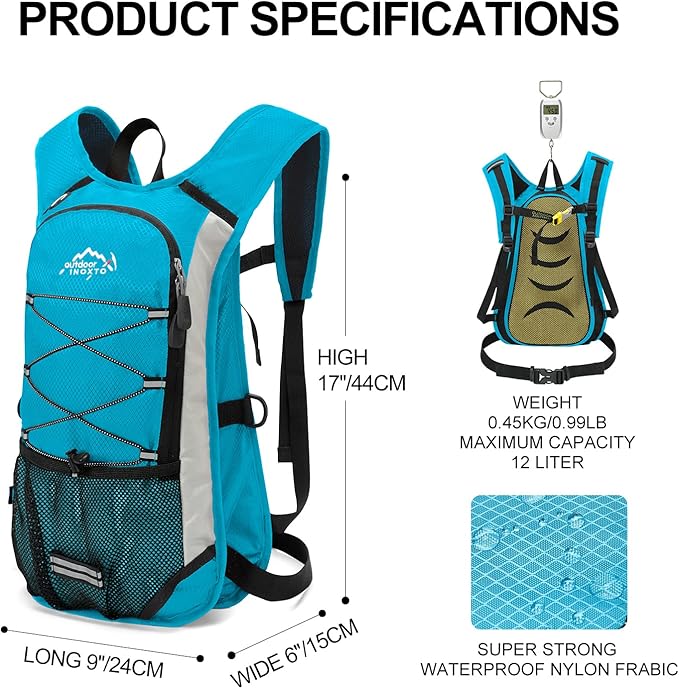 Hydration Pack Backpack, Lightweight Water Backpack with 2L Leakproof Hydration Bladder Daypack for Men Women,Running Hydration Vest for Outdoor Trail