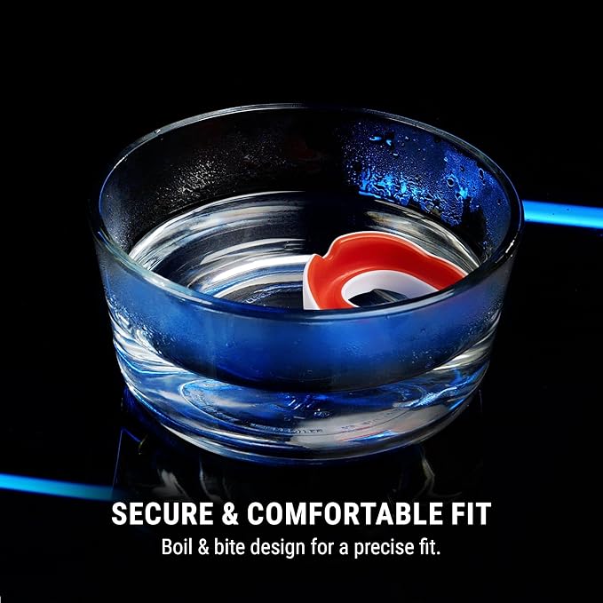 Hayabusa Combat Sports Mouth Guard Youth, Kids and Adult Sizes Comes with Case - White/Red, Youth