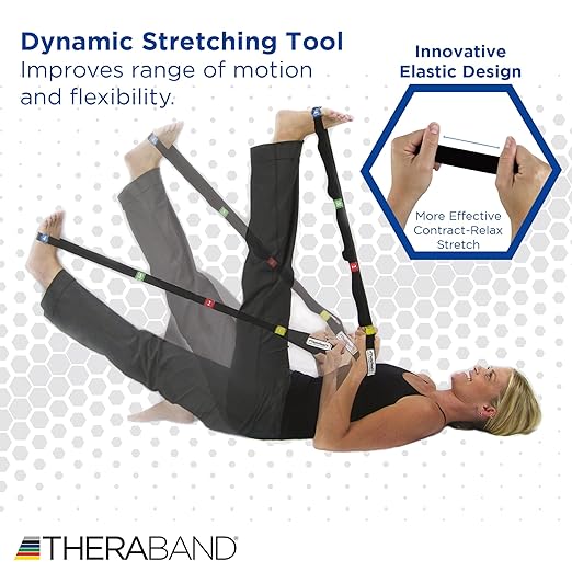 THERABAND Stretch Strap with Loops to Increase Flexibility, Dynamic Stretching Tool for Athletes Including Dancers, Cheerleaders, Gymnasts, Runners, Pilates and Yoga Elastic Stretch Out Band