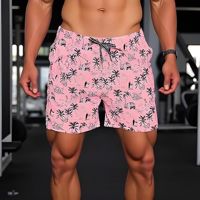 INGEAR Men's Athletic Stretch Workout Shorts Gym Quick Dry Running Trunks Boxer Lining