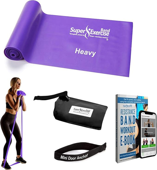 7Ft Long Resistance Bands for Stretching - Resistance Bands Set with Door Anchor - Exercise Bands Including Carry Pouch, E-Book & App - Latex-Free Workout Bands