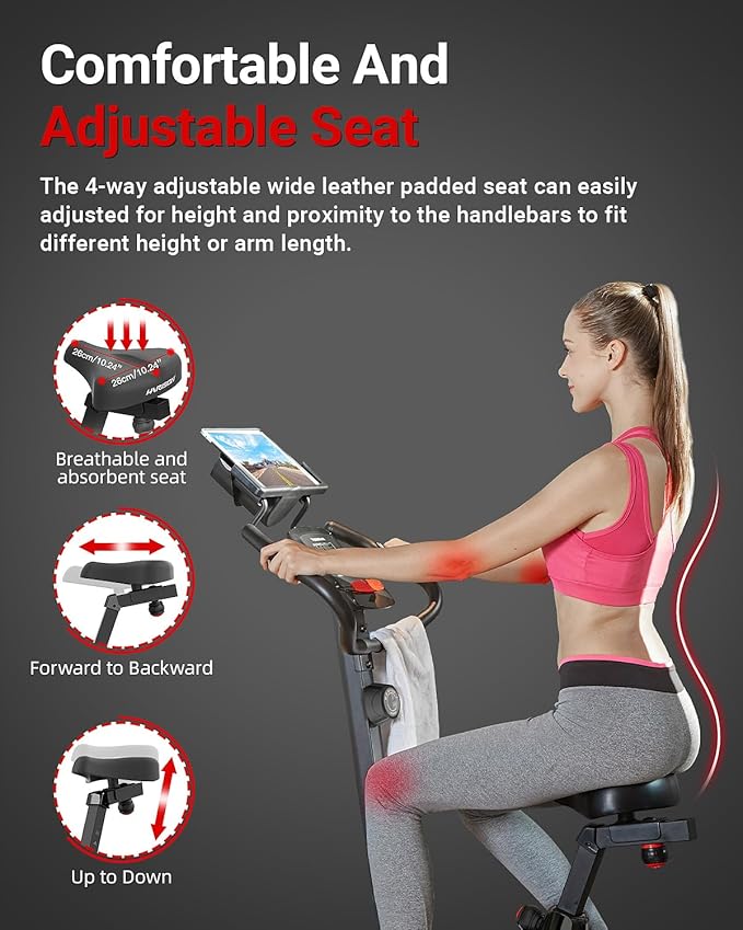 HARISON Magnetic Exercise Bike for Home 350lbs Capacity, Bluetooth Stationary Bikes for Home with 2 in 1 LCD Monitor and Tablet Holder, Comfortable Seat Cushion