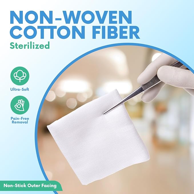 HEALQU 3x3 Gauze Pads Sterile - 80 Gauze Pads - (40 Packs of 2 Pads), Non Woven Gauze Sponges - Super Absorbent Medical Gauze Sponges for Wounds Bulk, First Aid Kits, Medical Facilities