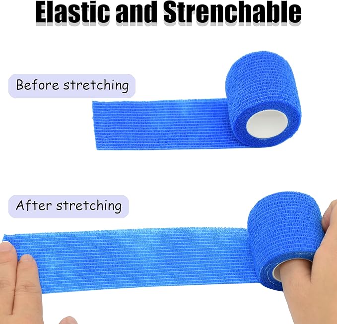 6 Pack 2 Inches Self Adhesive Bandage Wrap Breathable Cohesive Bandage Elastic Tape for Pets, Athletic, Sports, Wrist, Knee, Ankle(5 Yards Per Roll, Mixed Colors)