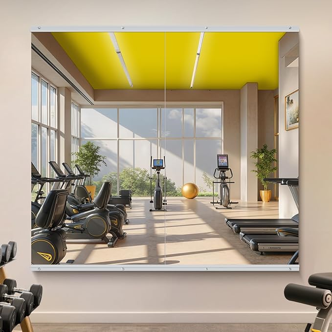 Home Gym Mirror - 55x30 Inch, 2PCS Frameless Tempered Glass Full Body Mirror for Wall Mount - Ideal for Yoga, Workout, Bedroom, Dance Studio (Silver)