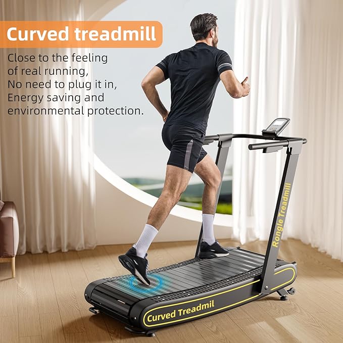 Curved Treadmill, Curved Treadmills Home, Non-Electric Motorized Treadmill-300 LBS Capacity，No Assembly Required Self-Generated Curved Treadmill Exercise Treadmills