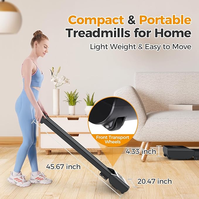 Walking Pad Treadmill, 3 in 1 Foldable Under Desk Treadmills for Home Office, Small Walking Pad with Incline Handle Bar, 300lbs Capacity 2.5HP Portable Running Machine with APP Remote Control