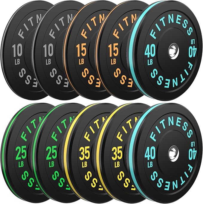 2 Inch Bumper Plates，10-500lbs，Barbell Rubber Olympic Weight Plates Set for Home Gym, Strength Training & Weight Lifting, Multiple Options Colors