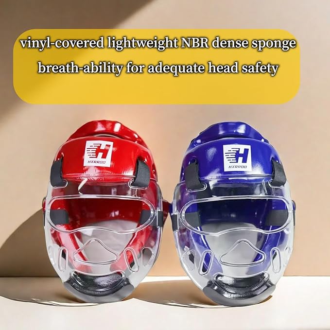 2PC Taekwondo Headgear Karate Headgear with Removable mask for Sparring Partner Muay Thai Taekwondo Karate MMA Training Children Adults