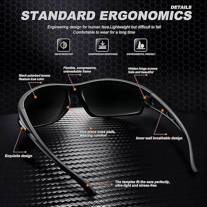 3PACK Polarized Sports Sunglasses for Men Driving Golf Fishing Running Sun Glasses UV400 Protection