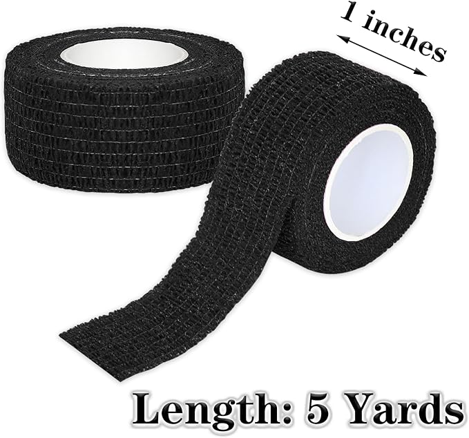 8 Rolls 1” Cohesive Bandage Self Adherent Bandage Wrap Breathable Vet Tape Elastic Adhesive Bandage for Sports, Wrist, Ankle, Tattoo Wraps(Black)
