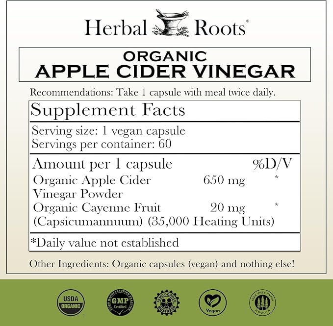 Herbal Roots Certified Organic Skin Health Trio, Apple Cider Vinegar, Fruiting Body Mushroom Blend, Black Elderberry,