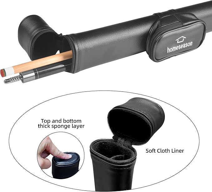 HomeSeason Pool Cue Stick 58" Billiard Cue Sticks 3D Printed Grip Professional Low Deflection Pool Sticks Maple Wood Pool Sticks 13mm Tip