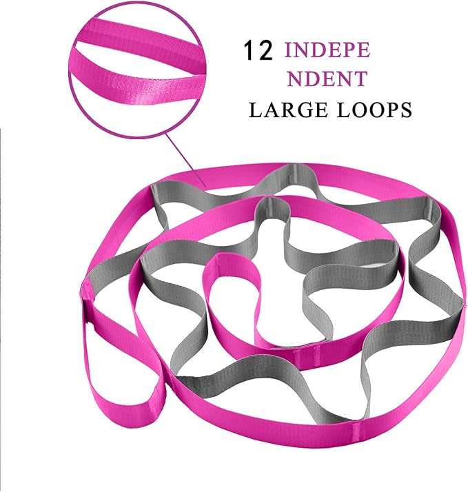 SANKUU Yoga Straps Stretching Strap with 12 Loops Workout Poster, Straps for Stretching Physical Therapy Equipment Long Stretch Out Bands for Exercise, Pilates and Gymnastics for Women Men