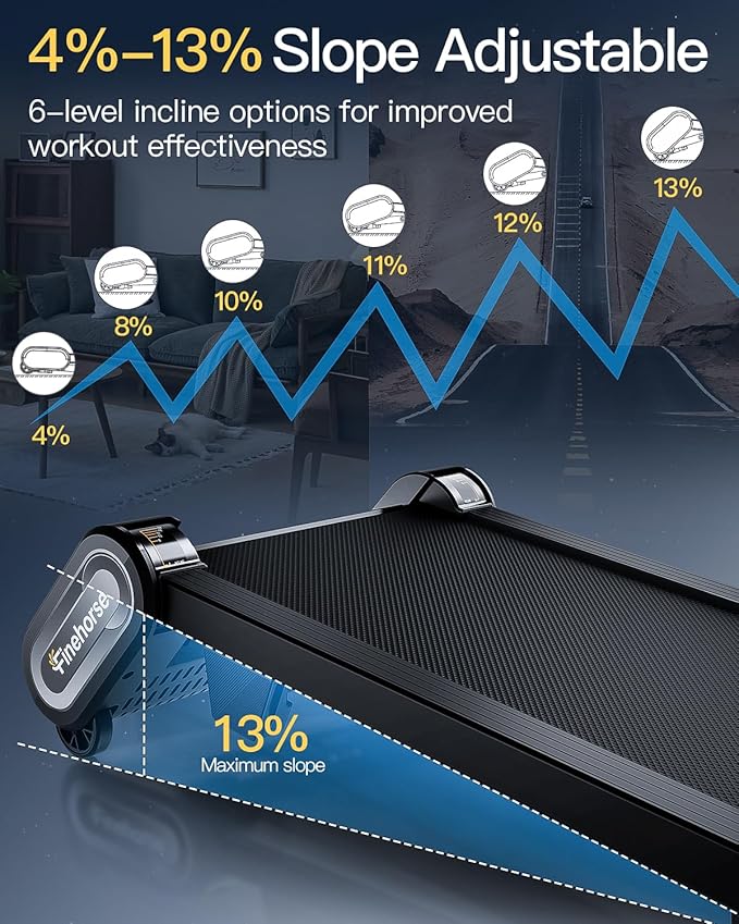 Walking Pad Treadmill with Auto Incline, 6 in 1 Under Desk Treadmill, 6-Level Incline Treadmills, 2.5HP Portable Treadmills for Home with 330LBS Capacity, LED Display, Remote Control
