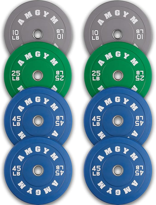 2 Inch Bumper Plates，10-500lbs，Barbell Rubber Olympic Weight Plates Set for Home Gym, Strength Training & Weight Lifting, Multiple Options Colors