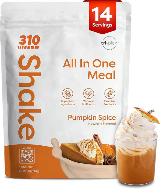 310 Nutrition - Vegan Organic Plant Powder and Meal Replacement Shake - Gluten, Dairy, and Soy Free - Keto and Paleo Friendly - 0 Grams of Sugar - Pumpkin Spice - 14 Servings