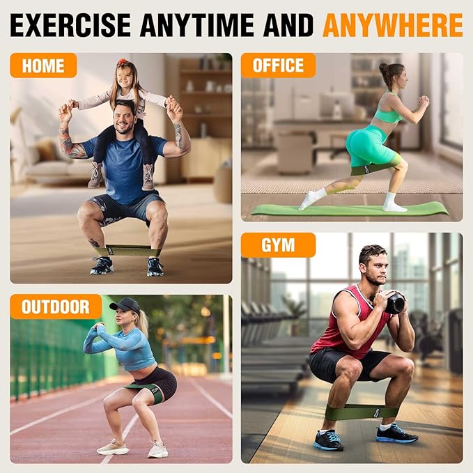 Fabric Resistance Bands for Working Out - Exercise Bands for Women and Men, Booty Bands for Legs and Glute, Yoga, Pilates, Rehab, Fitness and Home Workout