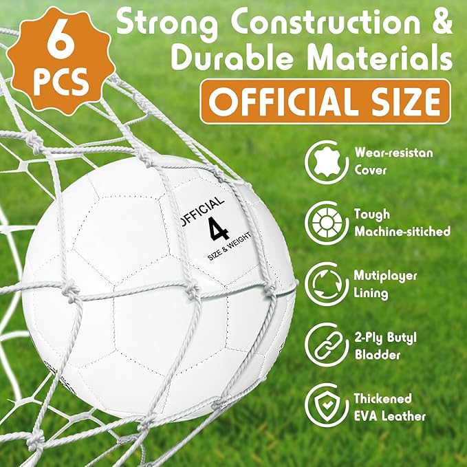 6 Pcs Operation Christmas Soccer Ball Bulk with Pump Needles, Size 3 4 5 Deflated Soccer Ball Gift for Youth Adult Game Training Practice Christian Charity Donation Supplies
