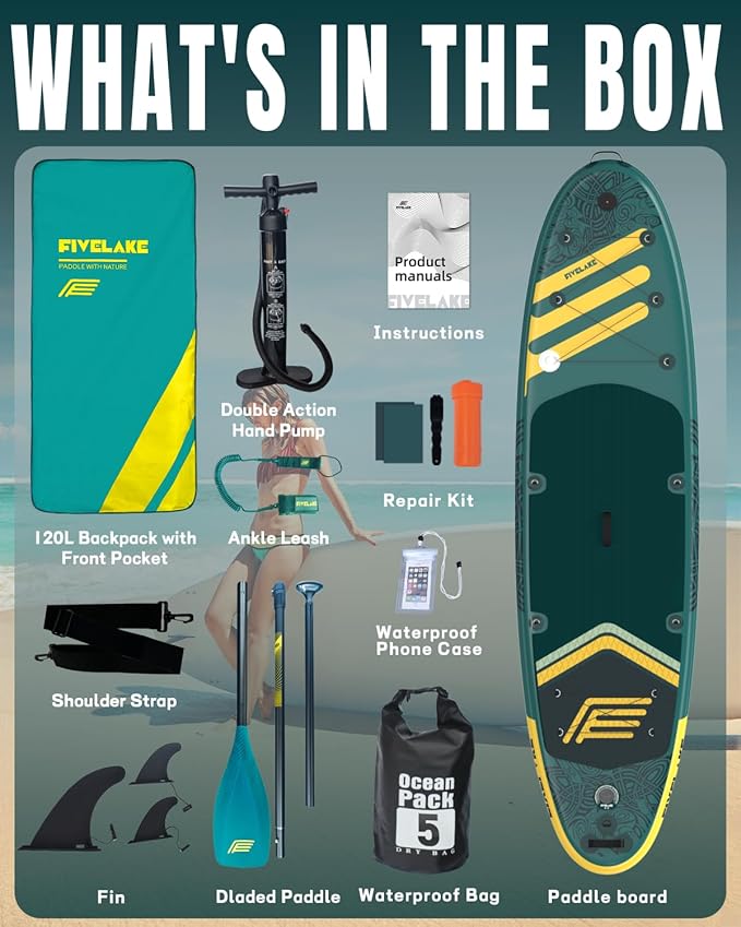 Inflatable Paddle Board 11' x 35'' Wide Stable Design,Stand Up Paddleboard with Sup Accessories Backpack,Pump,Ankle Leash,Adjustable Paddle,Non-Slip Comfort Deck for Adult Youth