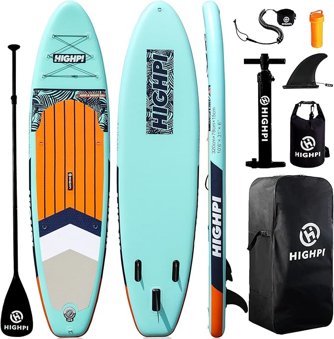 Highpi Inflatable Stand Up Paddle Board for Youth and Adults – Wide Sup with Premium Accessories, Blow Up Paddleboard for Surfing, Fishing, Yoga & More