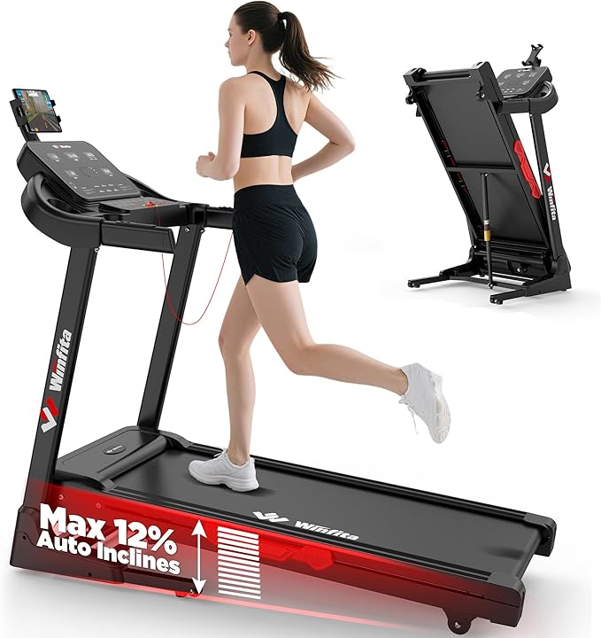 3.5HP Folding Treadmills for Home with Incline Optional, 300 lbs Capacity, 8.0MPH Speed, 17'' Wide Belt, App, Bluetooth Connection, 64 Programs, USB Charging Port, BMI Detector for Home Use