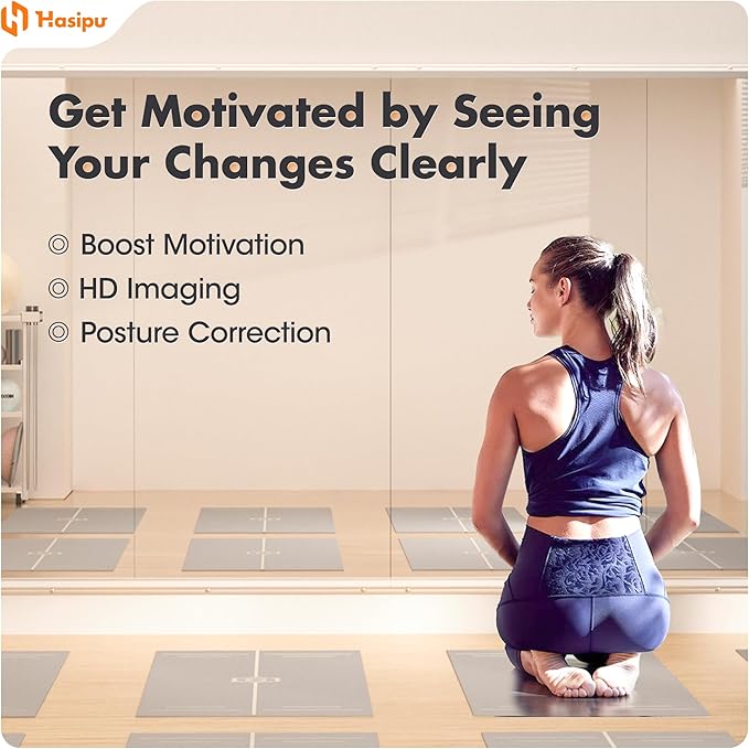 Hasipu Home Gym Mirror 55" L x 17" W - 3PCS Large Full Body Mirror for Yoga, Wall-Mounted Mirrors for Fitness, Garage, Dance Studio, 0.16in Tempered Glass Frameless