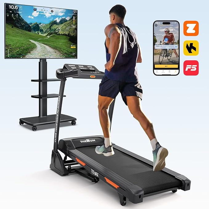 THERUN Incline Treadmill for Running and Walking, 300 lbs Weight Capacity Folding Treadmill with 0-15% Auto Incline, Wide Belt, 3.5HP, App, Heart Rate