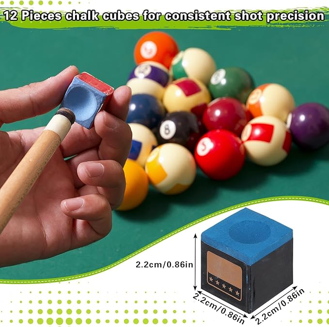 31 Pcs Billiard Accessory Kit Billiard Pool Table Balls with Triangle and Diamond Ball Holder Cue Chalks Pool Table Brush Set