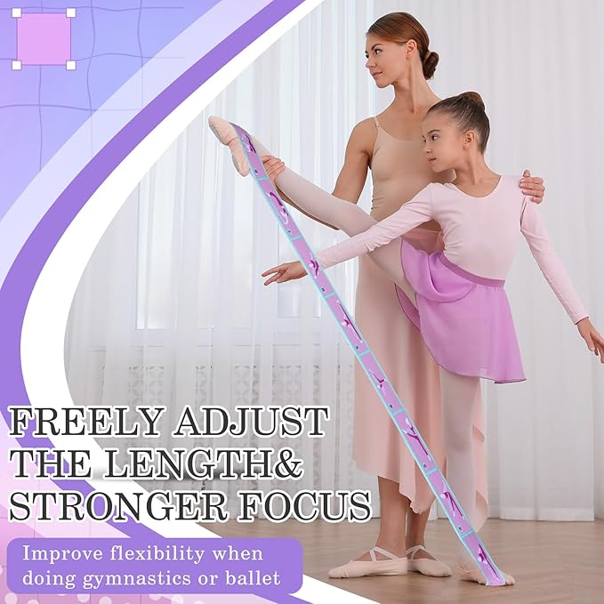 Stretch Strap for Kids Elastic Gymnastics Stretching Ballet Dance Band with 8 Loops Adjustable Exercise Training Resistance Strap for Children Stuff Pilates Latin Yoga Equipment