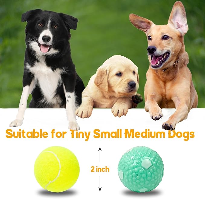 2 inch Dog Training Tennis Balls and Rubber Balls, Interactive Dog Playing Balls Dog Toy Balls Chew Toys for Small Medium Size Dogs Playing Fetching (16 Pack)